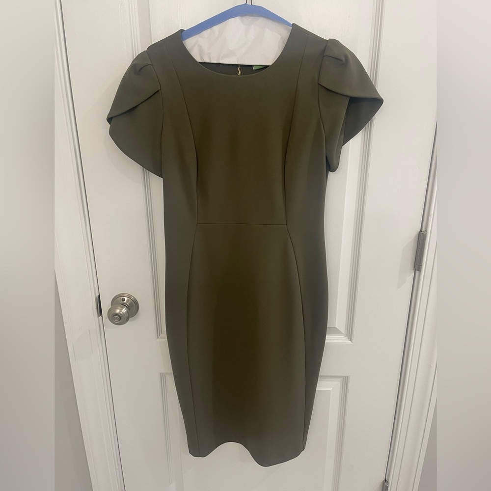 Calvin Klein Size 8 Army green cap sleeve dress